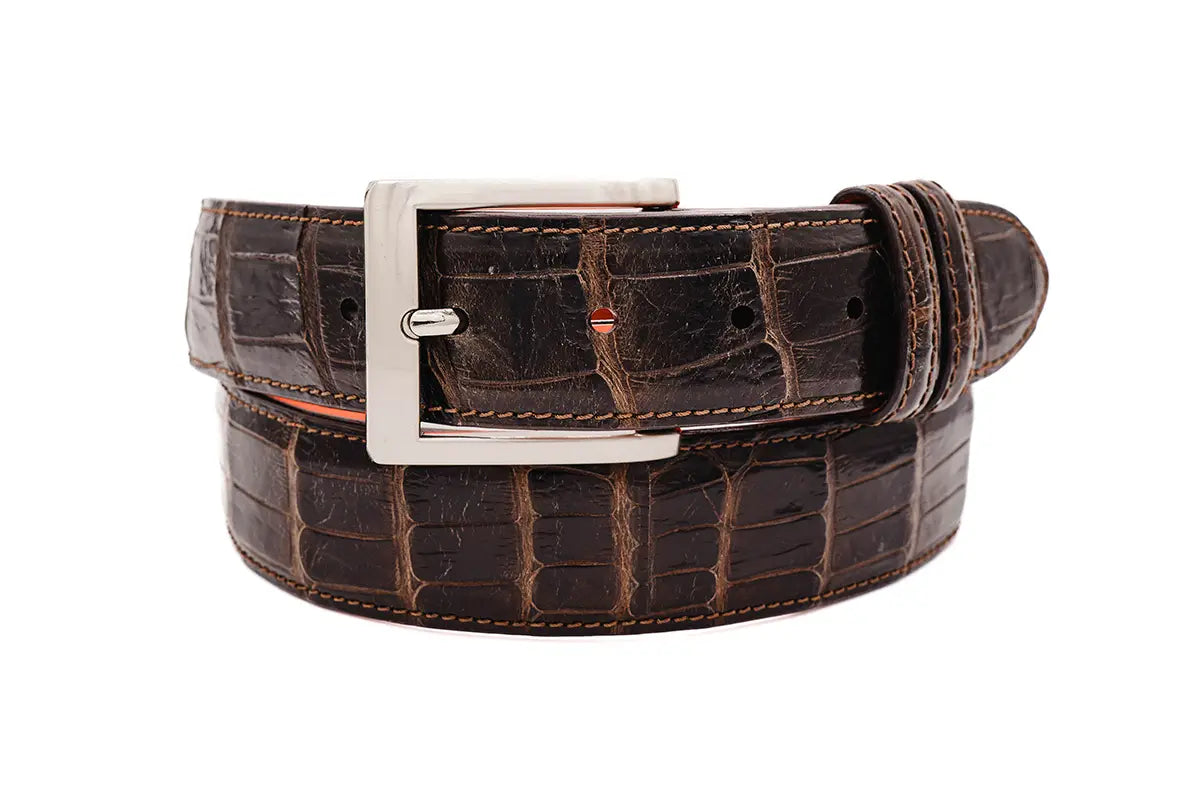 AAA ULTRA Dark Brown American Alligator Leather Belt