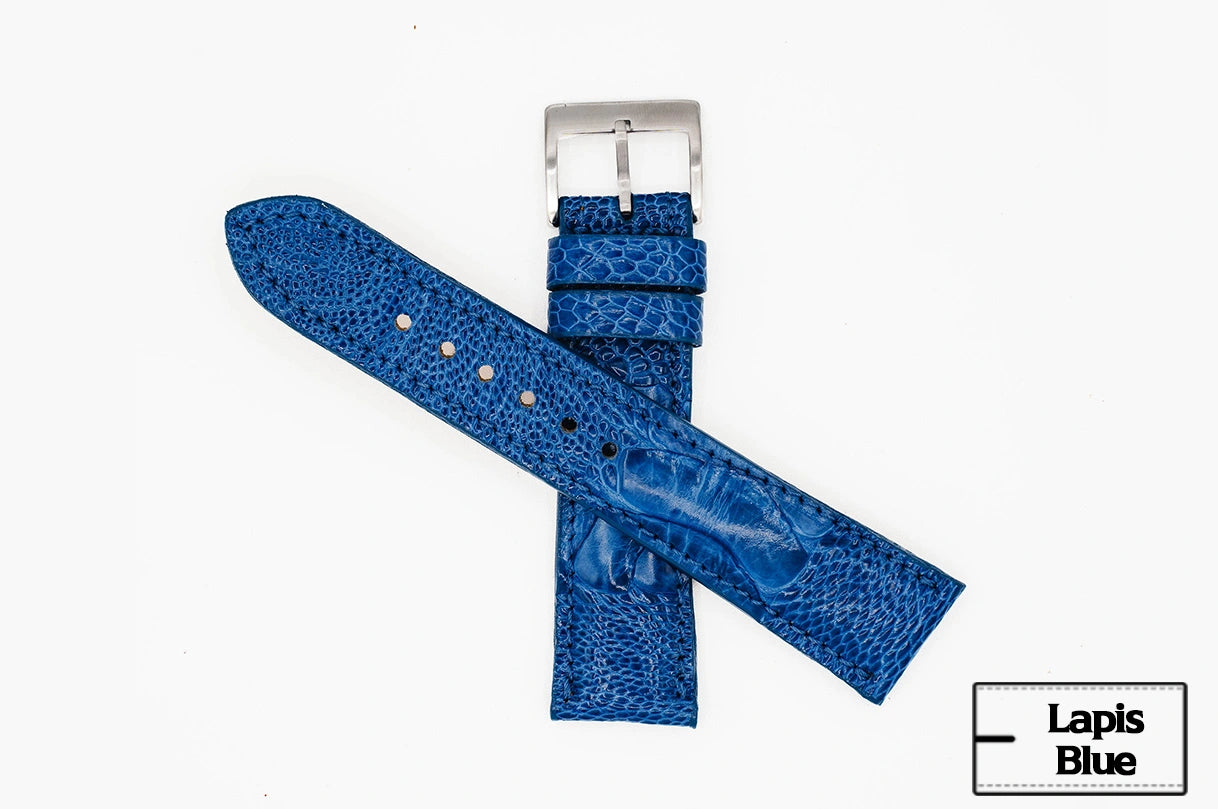 AAA Ultra Lapis Blue Ostrich Leg Leather Watch Strap