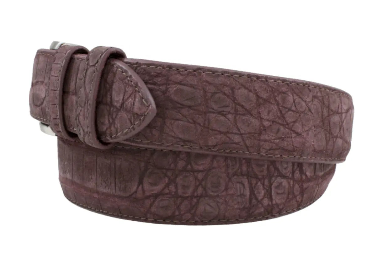 Handmade  AAA ULTRA Suede Burgundy Alligator Leather Belt