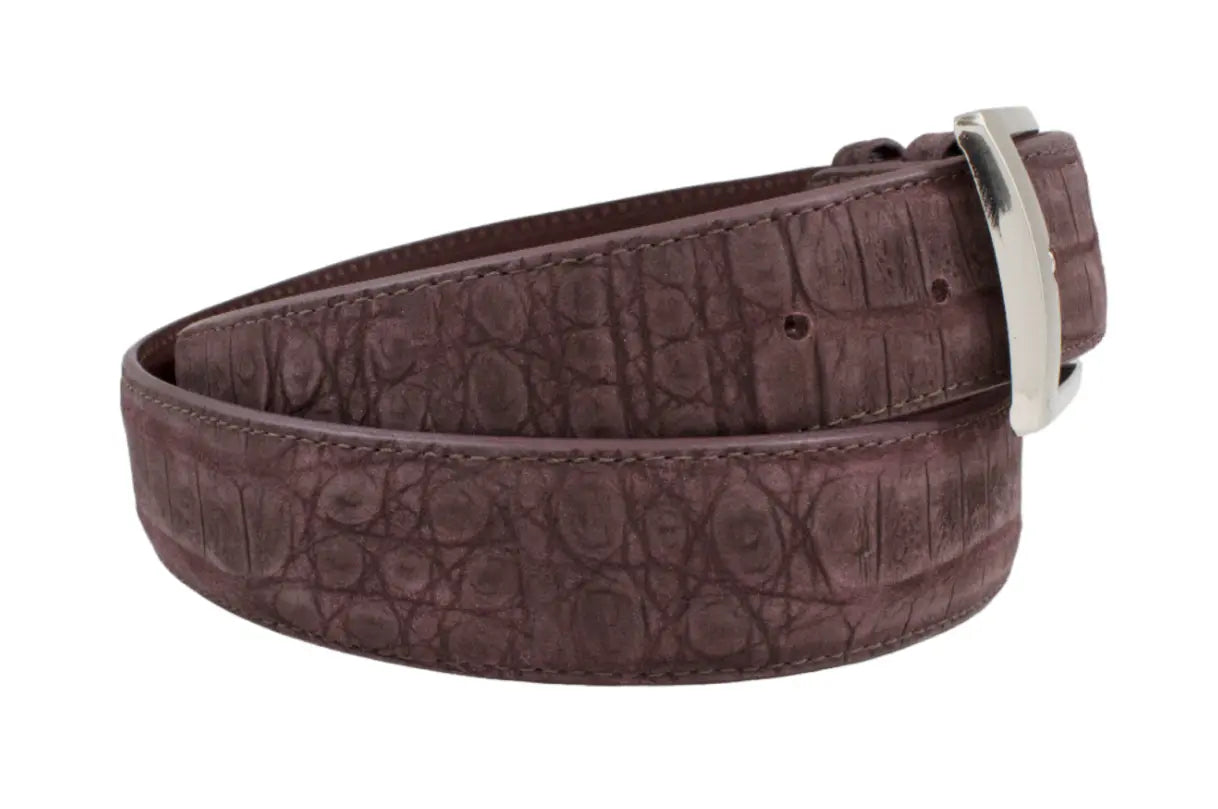 Handmade  AAA ULTRA Suede Burgundy Alligator Leather Belt