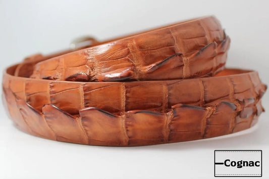 Cognac Alligator Double Tail Leather Belt