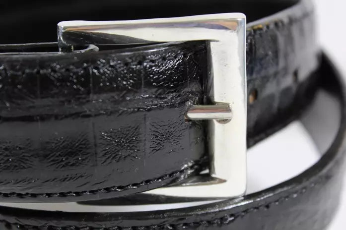 Black Alligator Belt with Sterling Silver Buckle