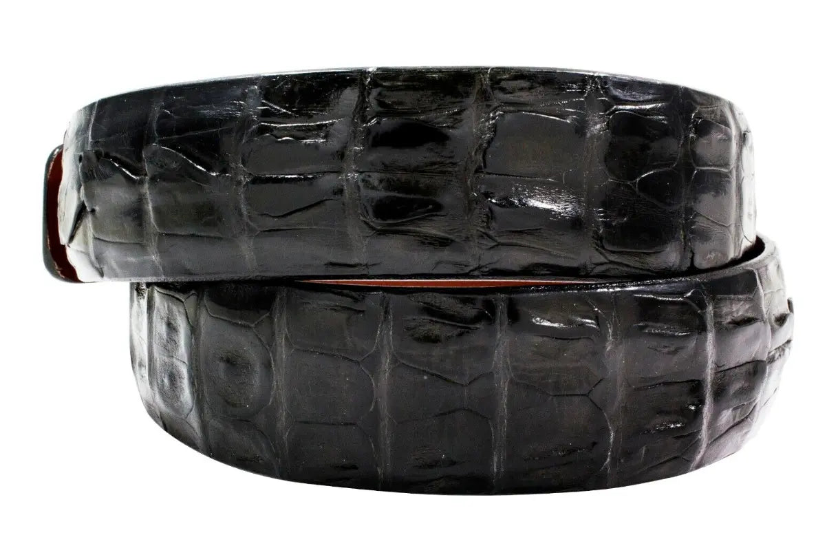 Black Alligator Double Tail Leather Belt