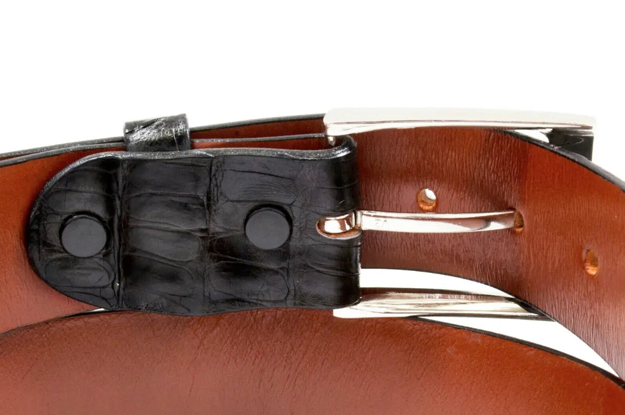 Black Alligator Double Tail Leather Belt