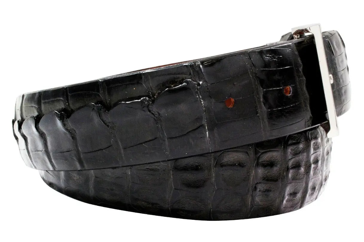 Black Alligator Double Tail Leather Belt