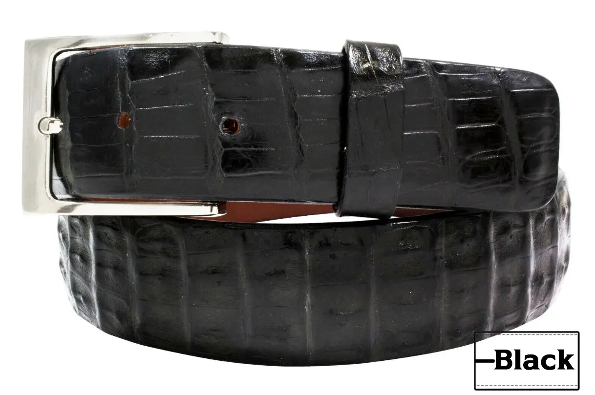 Black Alligator Double Tail Leather Belt