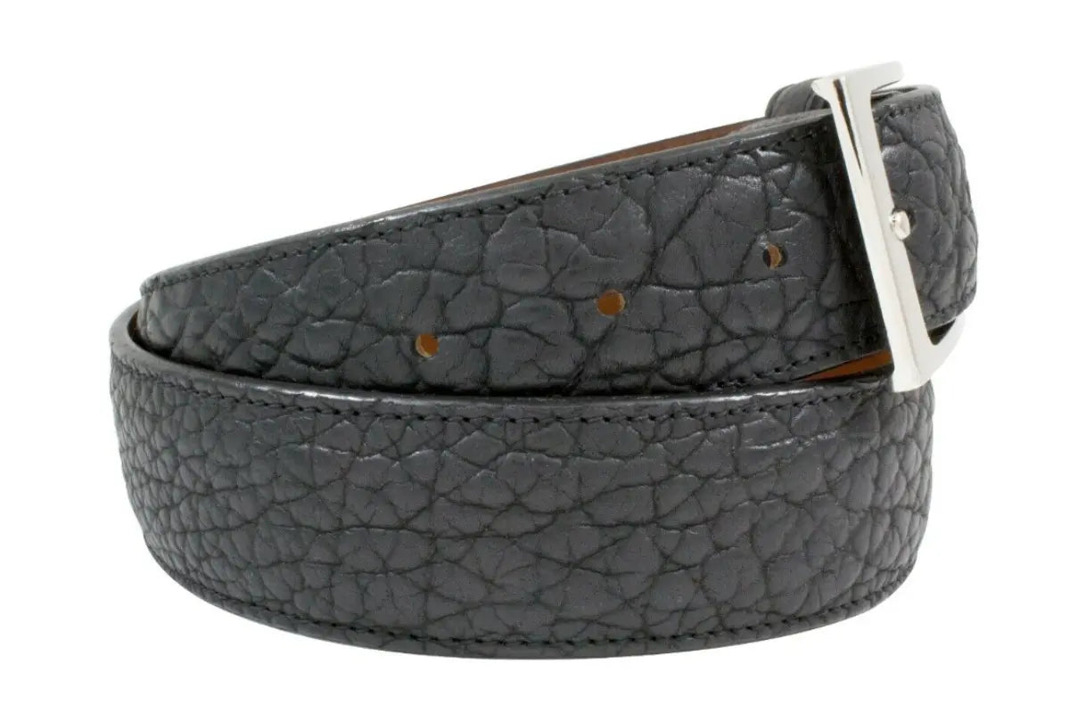 Black American Bison Leather Belt