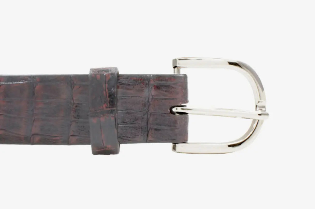 Black Cherry Alligator Double Tail Leather Belt