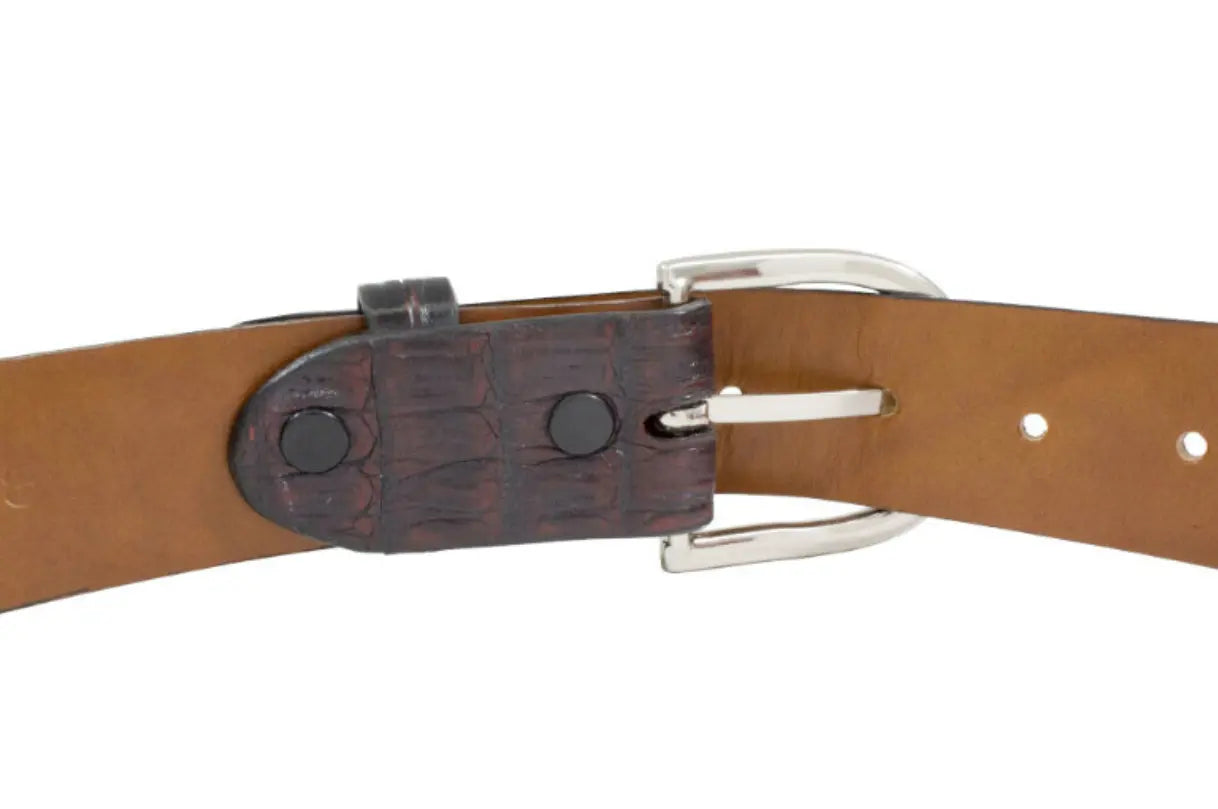 Black Cherry Alligator Double Tail Leather Belt