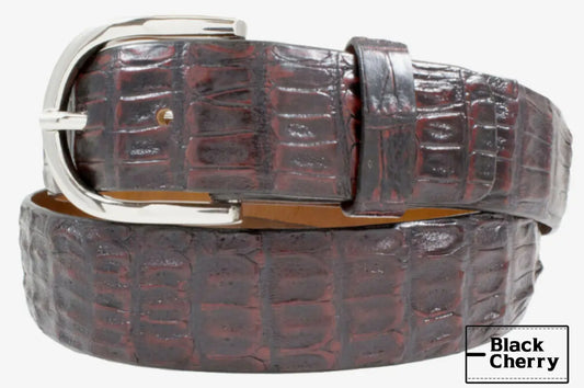 Black Cherry Alligator Double Tail Leather Belt