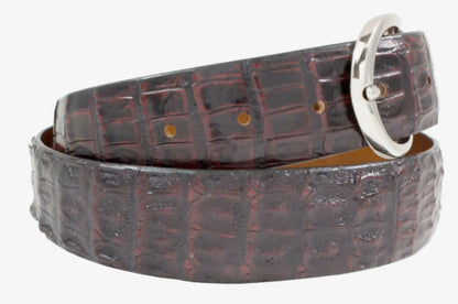 Black Cherry Alligator Double Tail Leather Belt