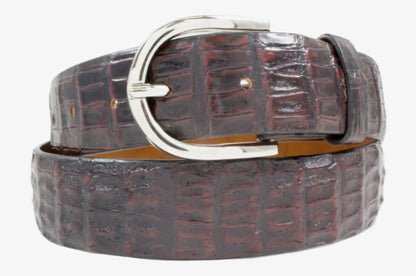 Black Cherry Alligator Double Tail Leather Belt