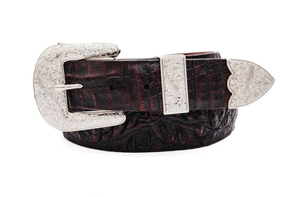 Black Cherry Caiman Hornback "The Taylor" Crocodile Leather Belt