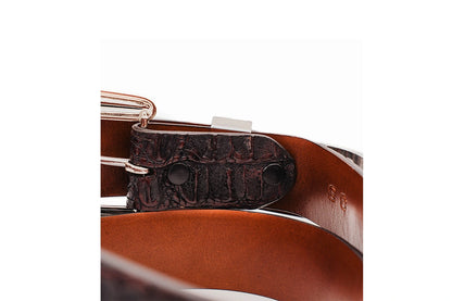 Black Cherry Caiman Hornback "The Taylor" Crocodile Leather Belt