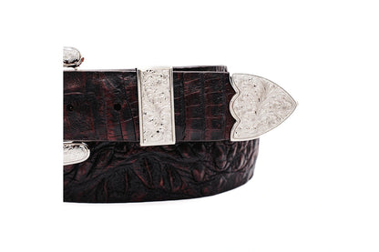 Black Cherry Caiman Hornback "The Taylor" Crocodile Leather Belt