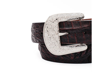 Black Cherry Caiman Hornback "The Taylor" Crocodile Leather Belt