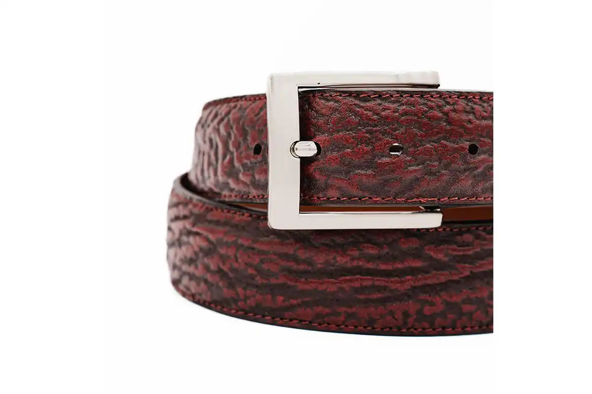 Black Cherry Shark Leather Belt