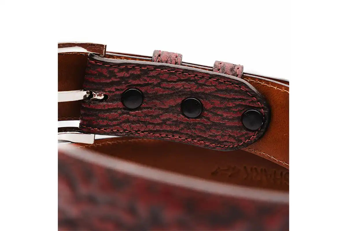 Black Cherry Shark Leather Belt