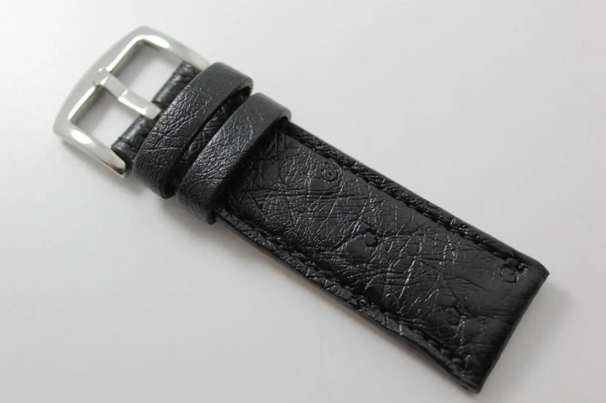 Black Full Quill Ostrich Leather Watch Strap