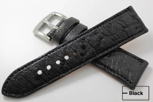 Black Full Quill Ostrich Leather Watch Strap