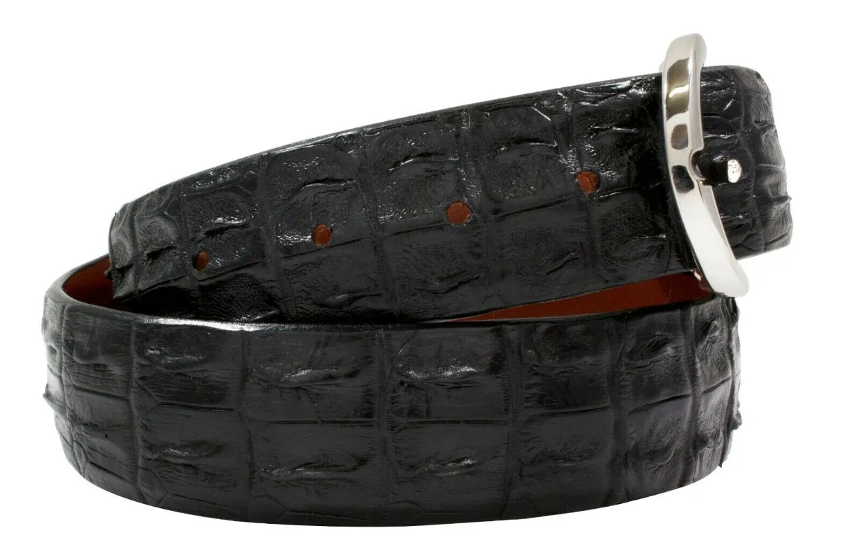 Genuine Hornback Black Alligator Leather Belt