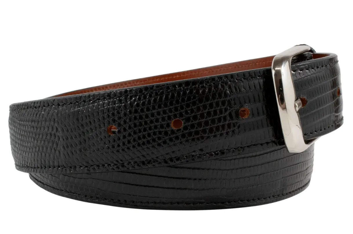 Black Lizard Leather Belt