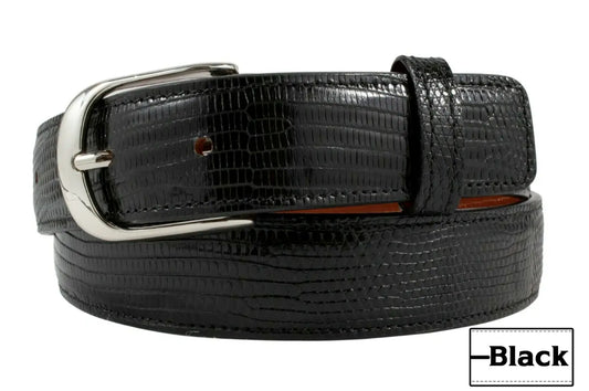 Black Lizard Leather Belt