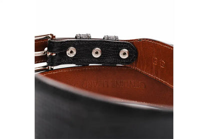 Tapered Black Lizard Leather Belt