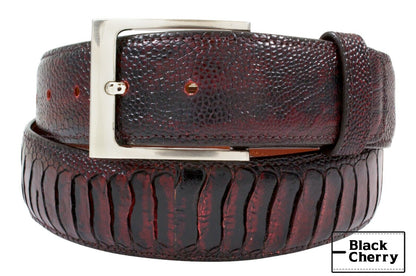 Black Cherry Ostrich Leg Leather Belt