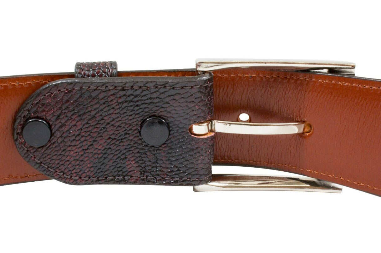 Black Cherry Ostrich Leg Leather Belt