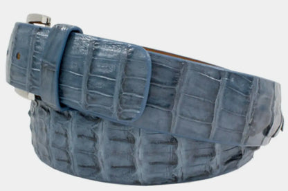 Blue Jean Alligator Double Tail Leather Belt Mens