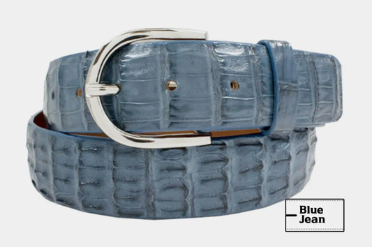 Blue Jean Alligator Double Tail Leather Belt Mens