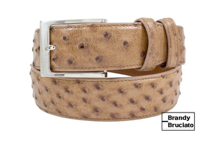 Brandy Bruciato Full Quill Ostrich Leather Belt