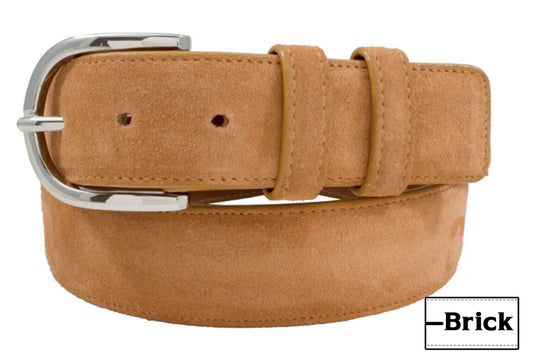 Genuine Brick (Orange) Italian Suede Leather Belt