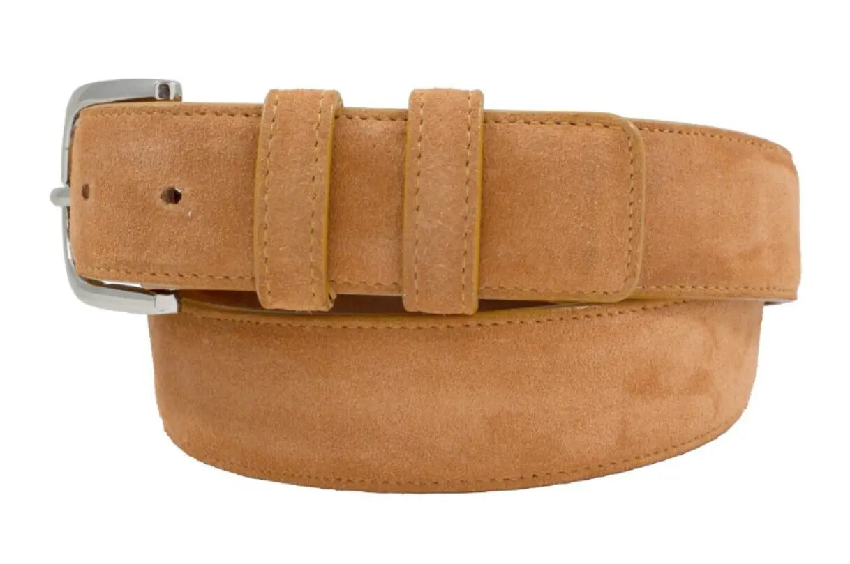 Genuine Brick (Orange) Italian Suede Leather Belt