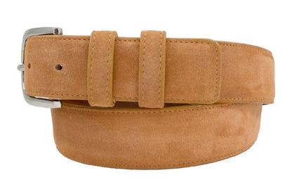 Genuine Brick (Orange) Italian Suede Leather Belt