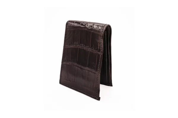 Brown American Alligator Bifold Leather Wallet