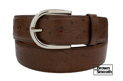 Genuine Brown Smooth Ostrich Leather Belt