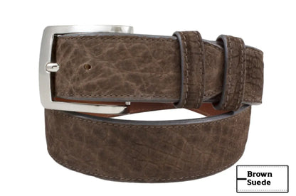 Handmade Brown Suede Leather Belt Hippopotamus