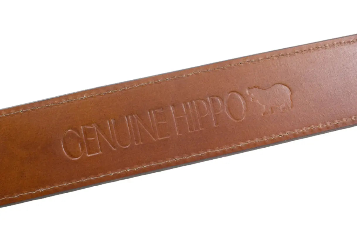 Handmade Brown Suede Leather Belt Hippopotamus