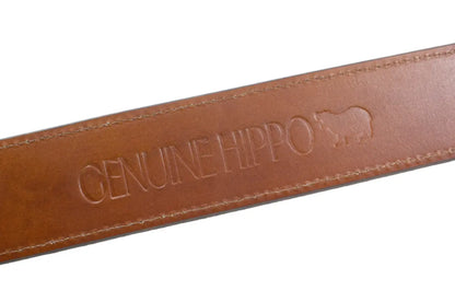 Handmade Brown Suede Leather Belt Hippopotamus