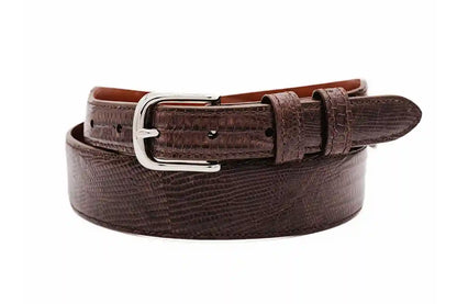 Tapered Brown Lizard Leather Belt