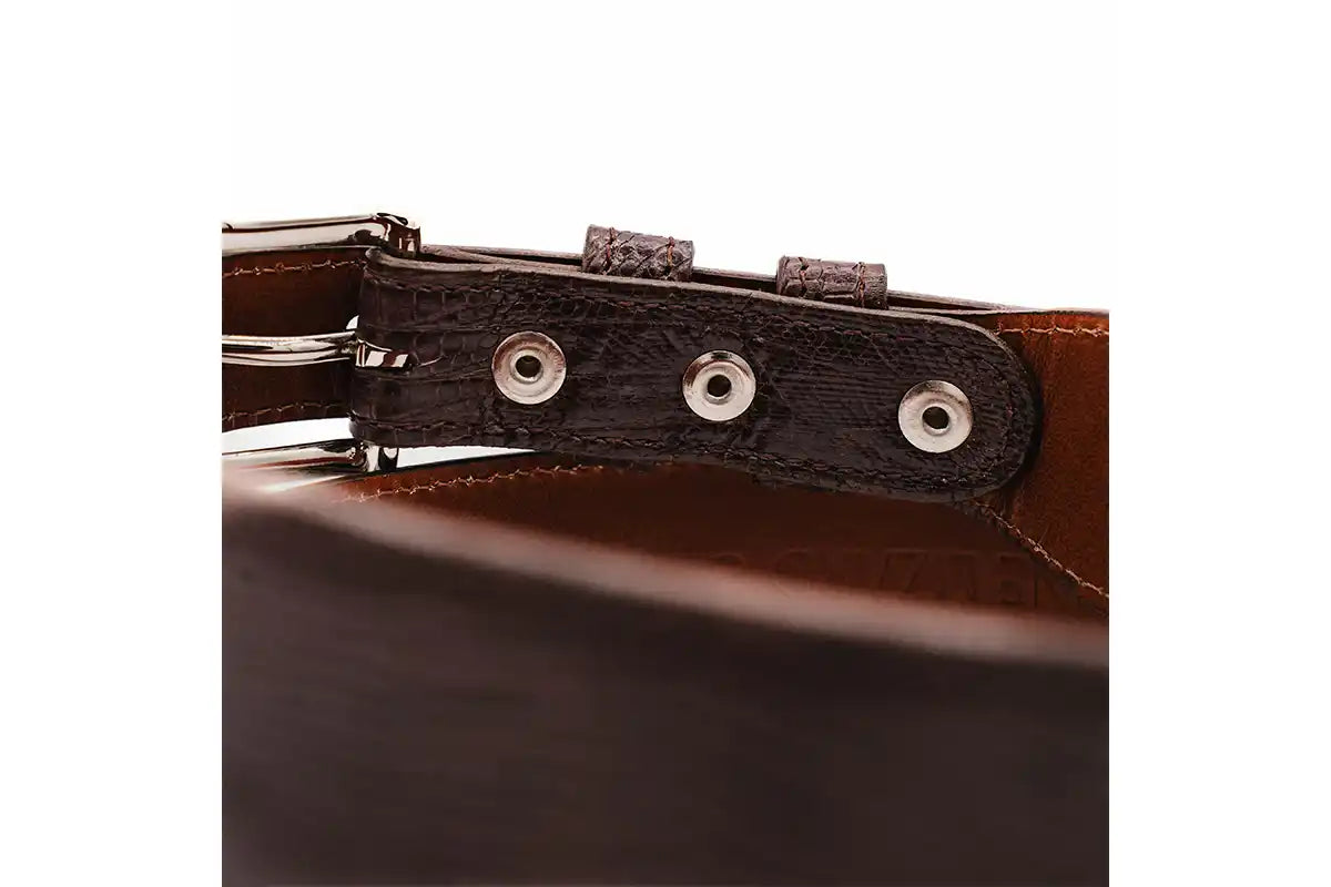 Tapered Brown Lizard Leather Belt