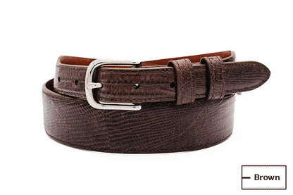 Tapered Brown Lizard Leather Belt