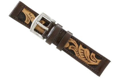 Brown Hand Tooled Leather Watch Strap