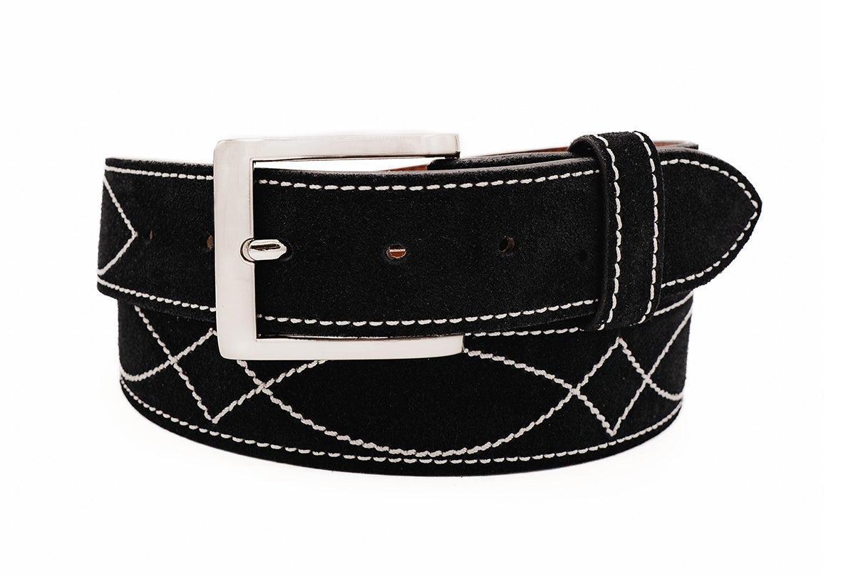 Buckaroo Black Italian Suede Leather Belt