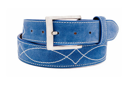 Buckaroo Blue Italian Suede Leather Belt