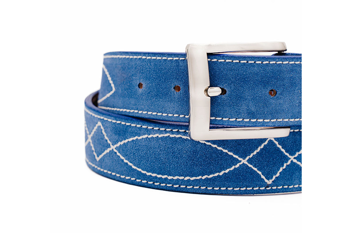 Buckaroo Blue Italian Suede Leather Belt