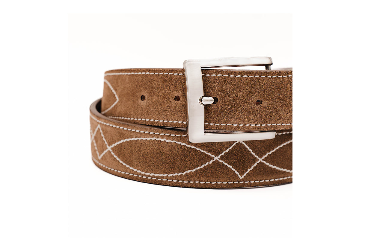 Buckaroo Cognac Italian Suede Leather Belt