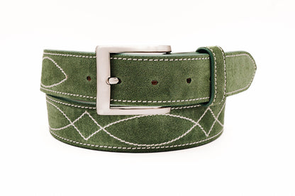 Buckaroo Olive Green Italian Suede Leather Belt